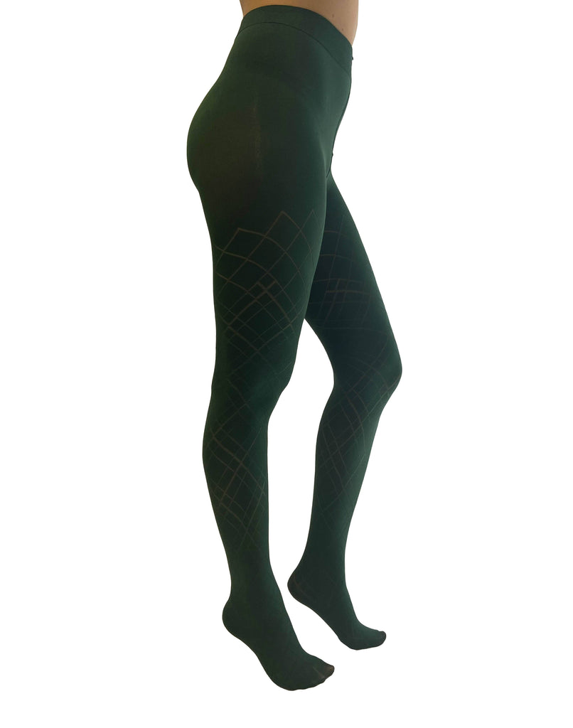 Opaque Diamond Tights: Forest Green / One Size