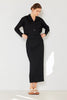 Ribbed Pleated Pencil Skirt: Black