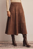 Stretch Suede A-Line Midi Skirt: Mocha