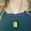 Book Locket Necklace - Little Women - Green Filagree: Bronze