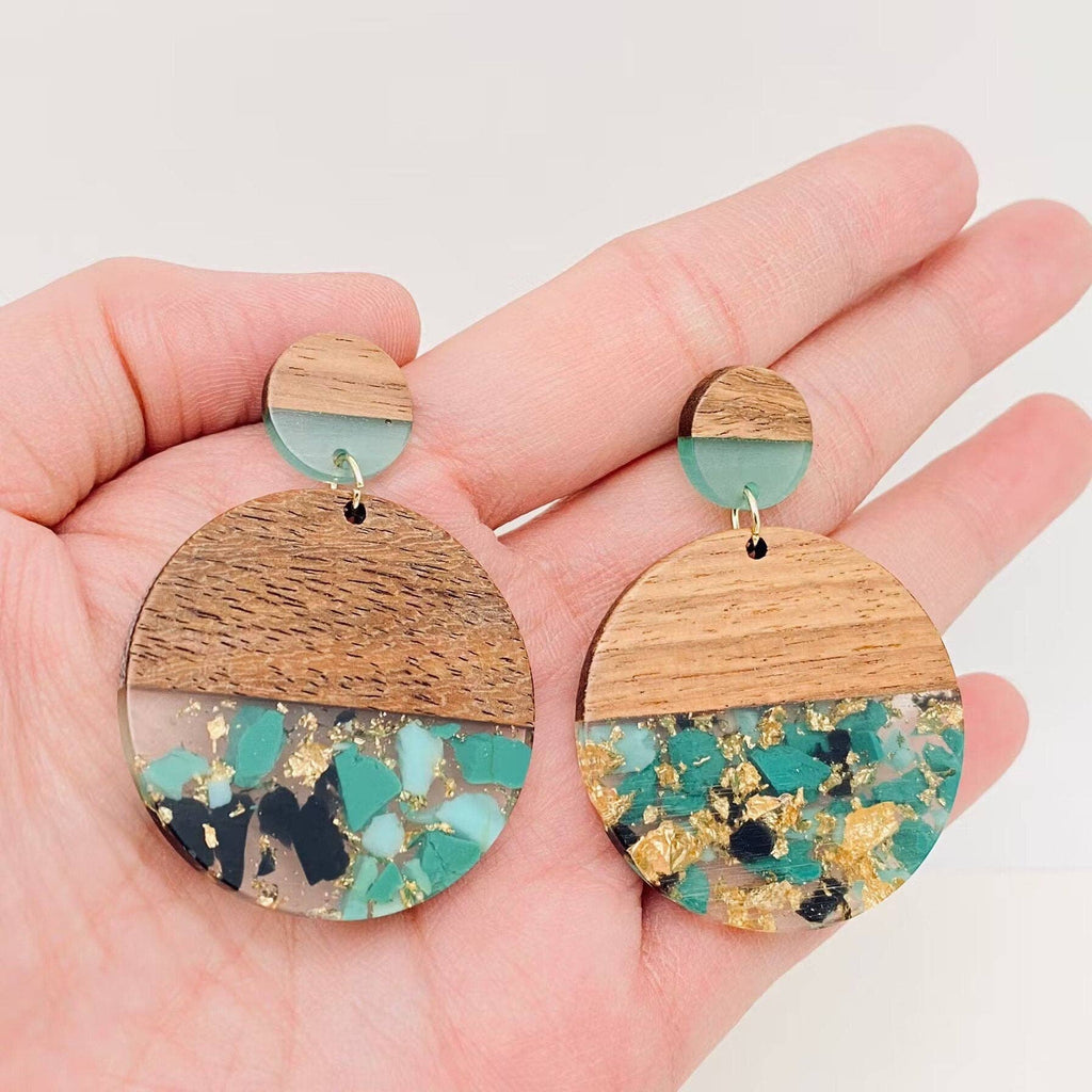 Wooden and Resin Earring: Blue Moon