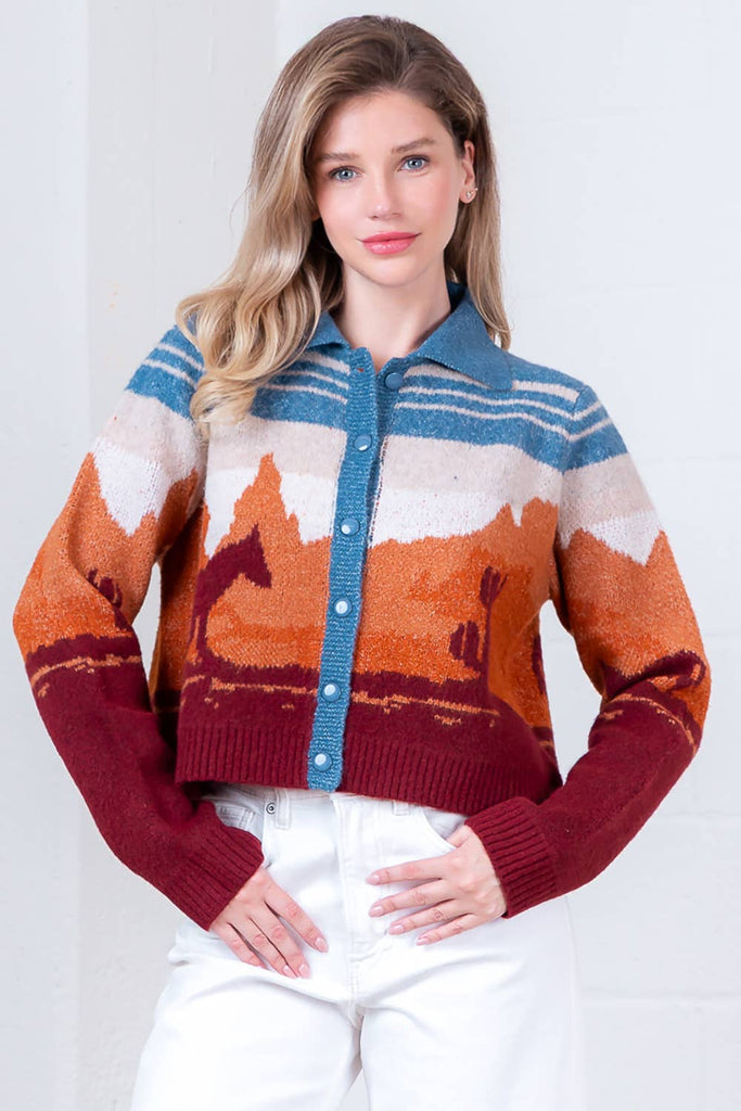 Western Movie Cardigan: Blue Sky