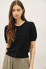 Pointelle Short Sleeve Cardi: Black
