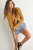 Cotton Crochet Tie-Front Cardigan: Honey