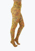 Throwback Floral Printed Tights Mustard: One Size
