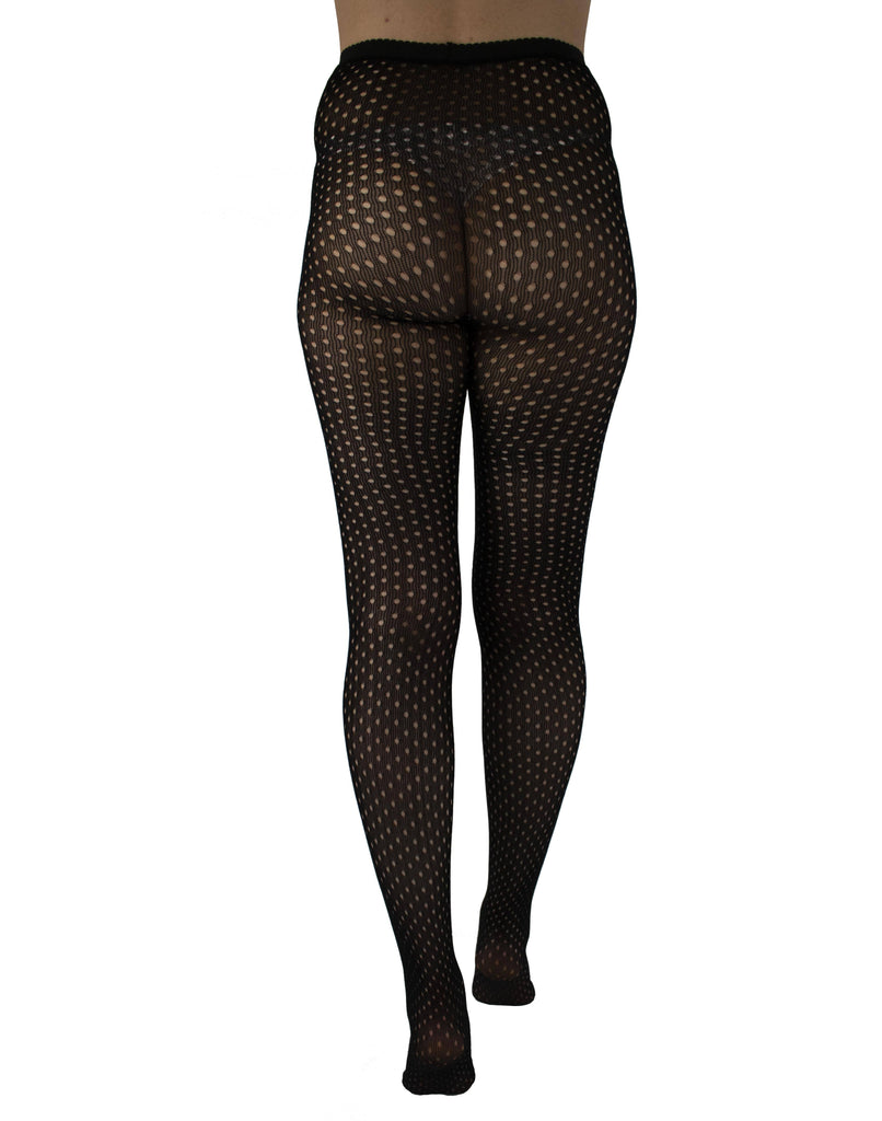 Polka Dot Net Tights: Black / One Size