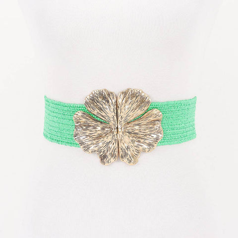 Floral Adjustable Skinny Belt : Black