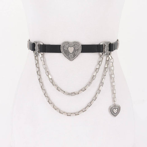 Floral Adjustable Skinny Belt : Black