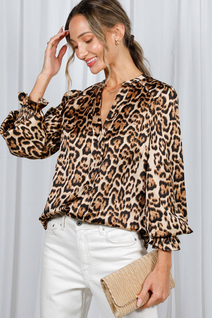 Silky Leopard Print Blouse