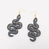 Moon Snake Wooden Earrings