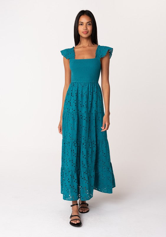 Teal Cotton Eyelet dress