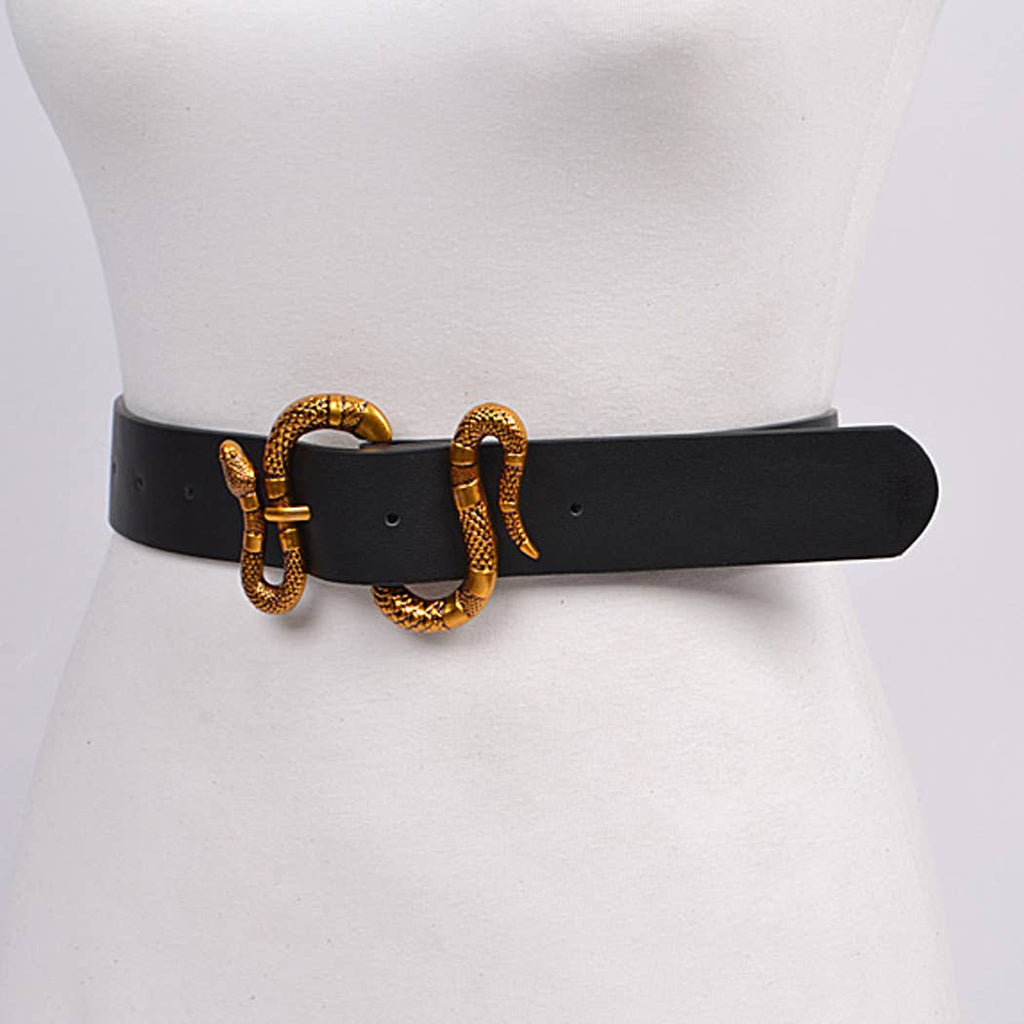 Snake Buckle Belt: Black Gold