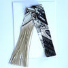 Fringe Scarf Western Print: Cream Black
