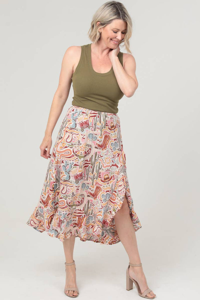 Western Cactus Ruffle Skirt