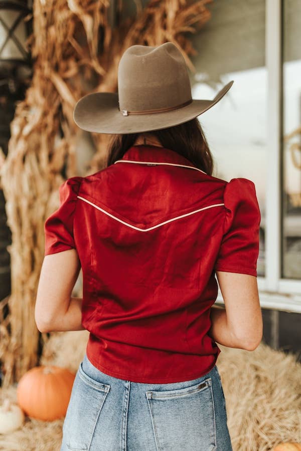 Satin Pearl Snap Western Blouse