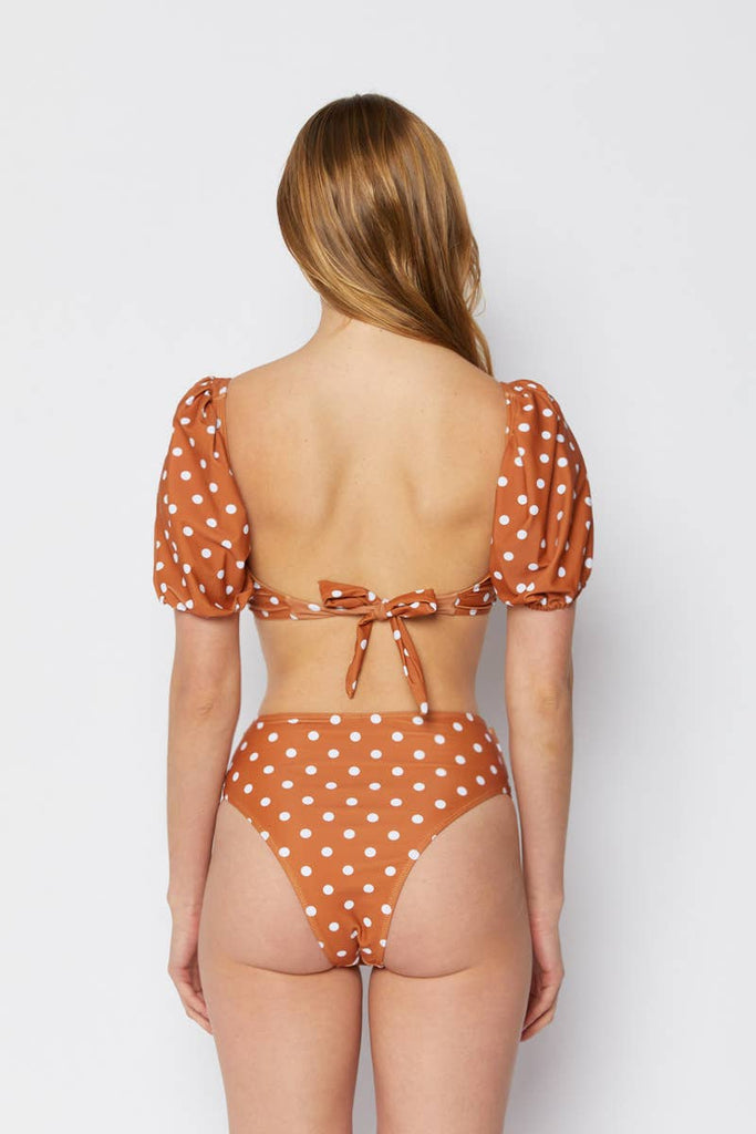 Puff Sleeve Bikini: Rust Dots