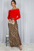 Leopard Print Bias Cut Satin Maxi Skirt