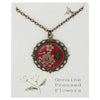 Antique Gold Dried Flower Necklace: Red