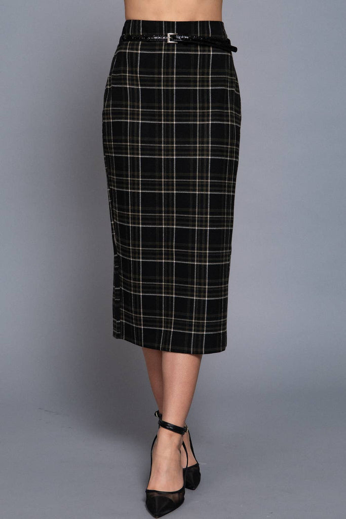 Vintage Check Pencil Skirt
