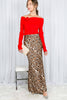 Leopard Print Bias Cut Satin Maxi Skirt