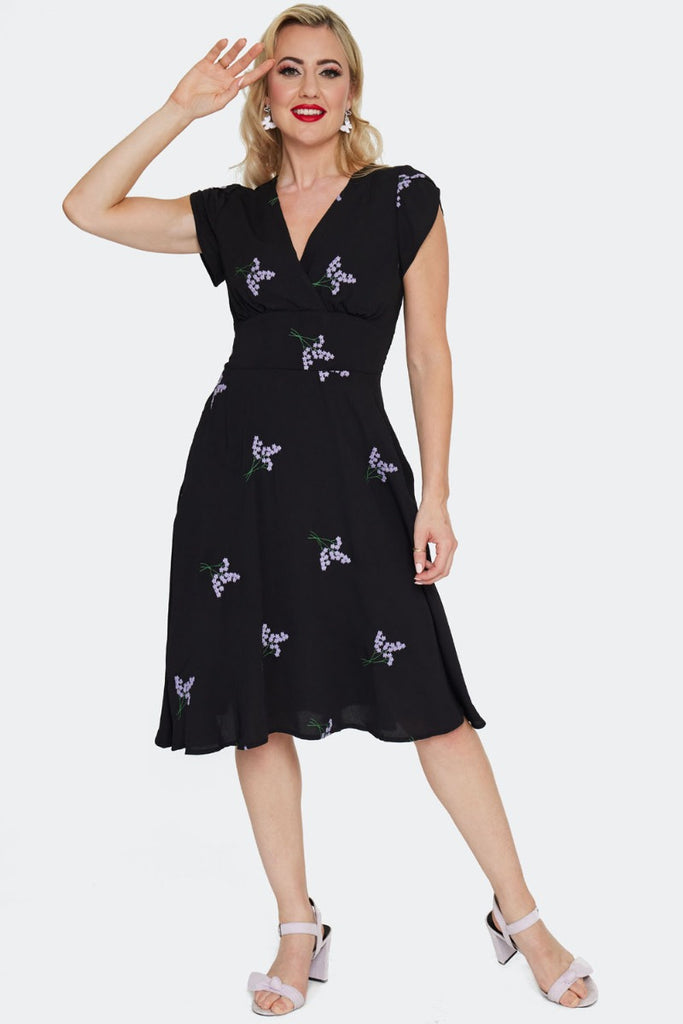 Embroidered Lavender Bouquet Dress