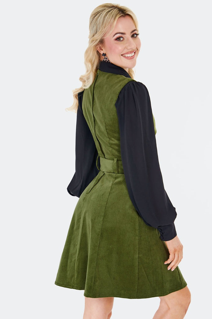 Moss Green Corduroy Shift Dress
