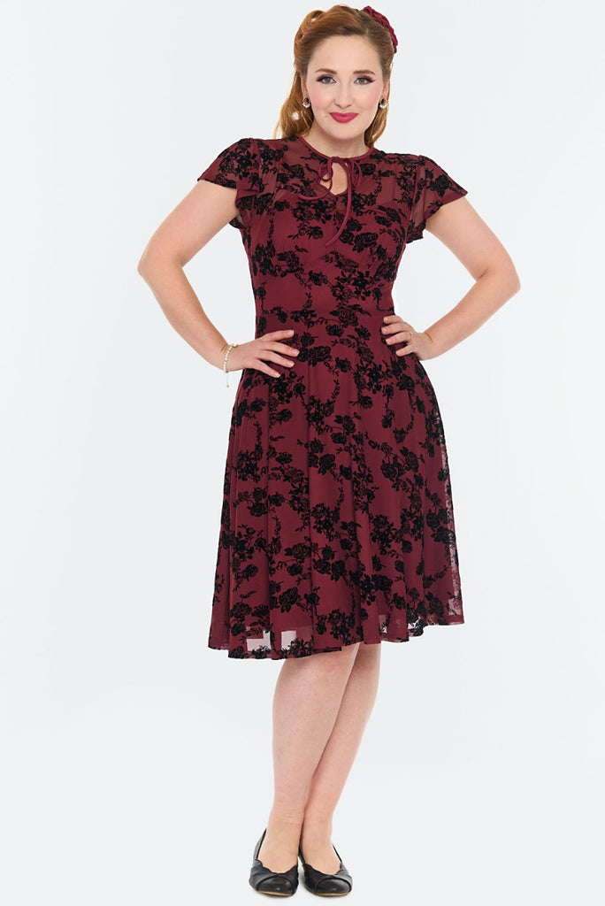 Flocked Roses Dress