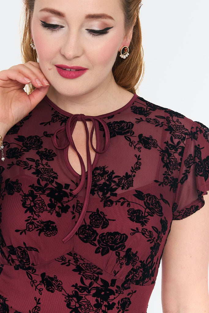 Flocked Roses Dress