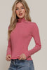 Retro Ribbed Striped Turtleneck: Red