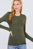 Crew Neck Cotton Spandex Jersey Top:Olive