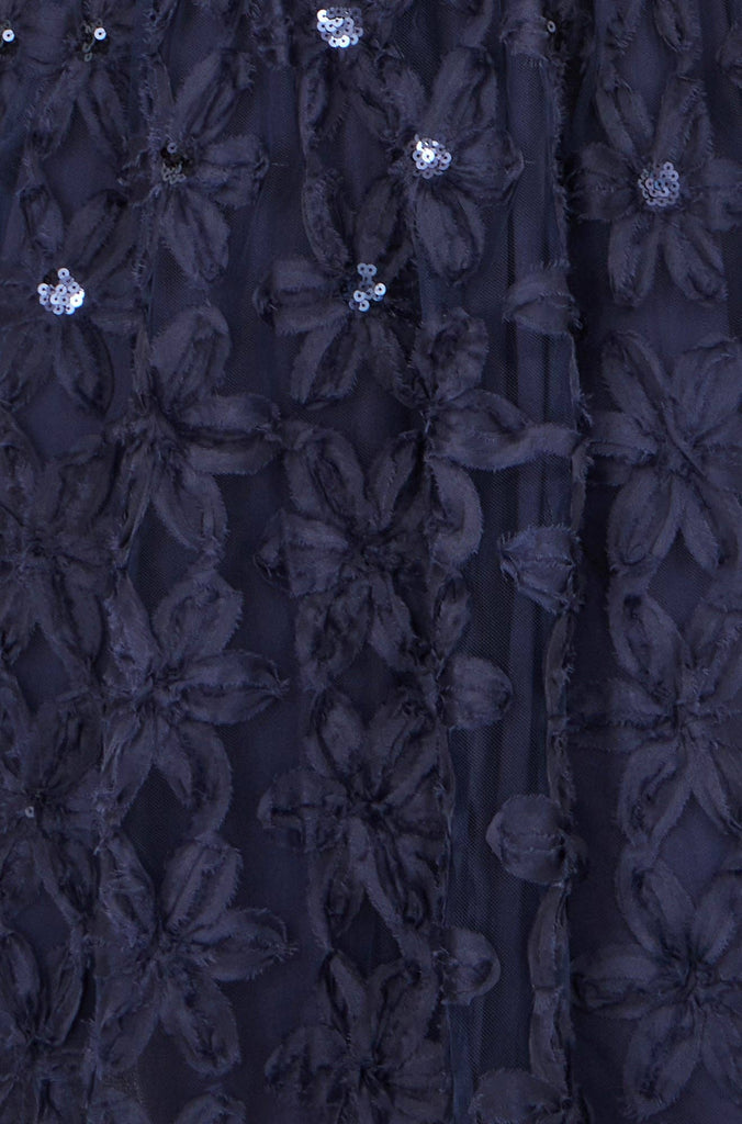 Navy Sequin Floral Applique Dress