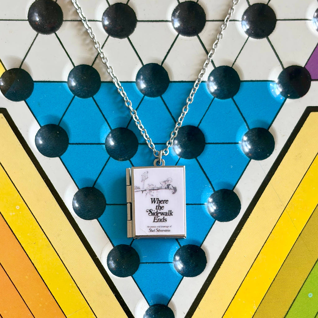 Book Locket Necklace - Where the Sidewalk Ends: Stainless Steel