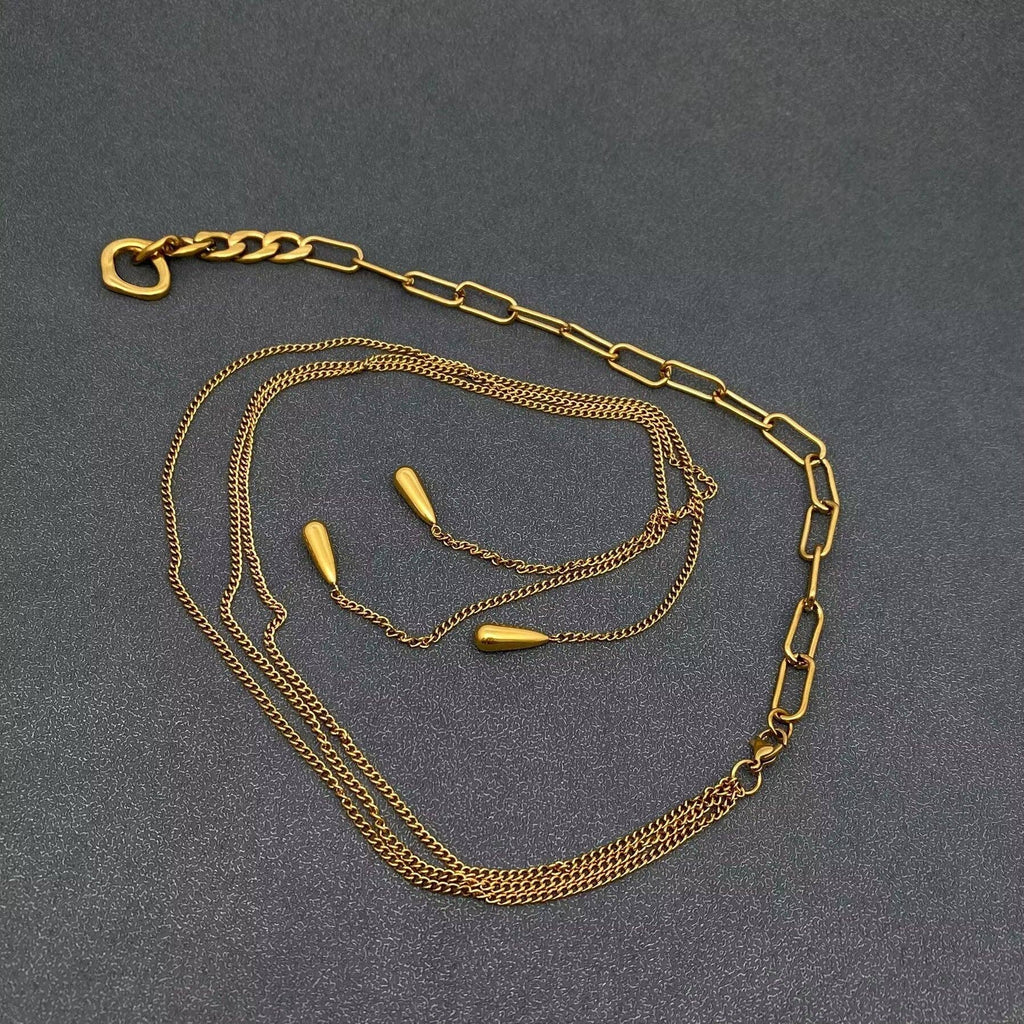 Teardrop Charm 18K Lariat Necklace