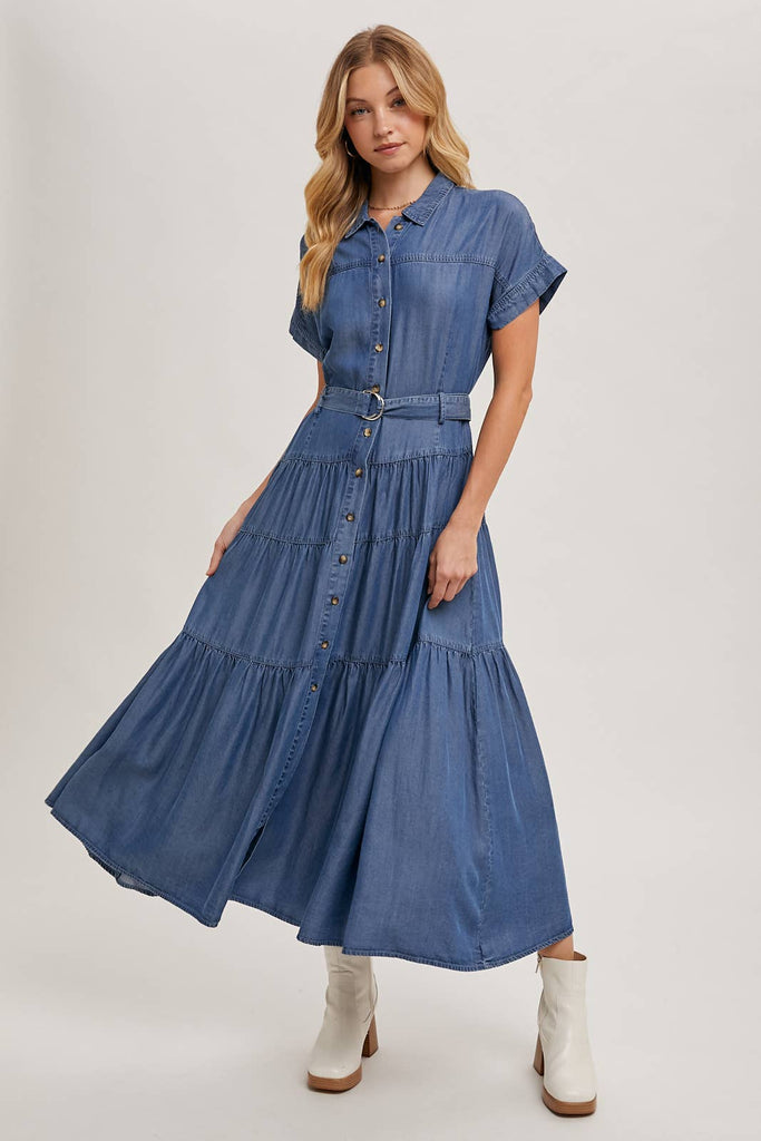 Tiered Tencel Denim Dress