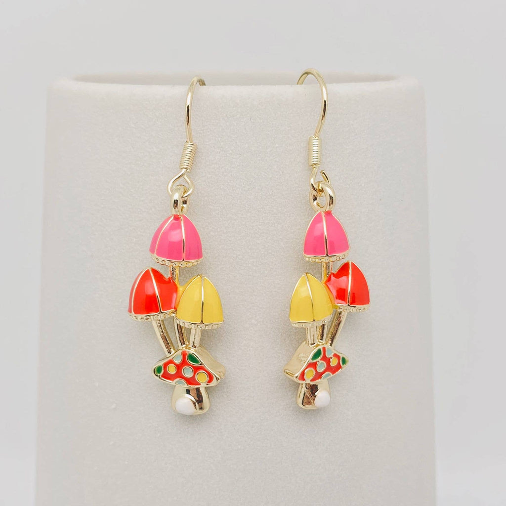Colored Enamel Mushroom Earrings