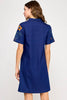 Embroidered Denim Mini Dress