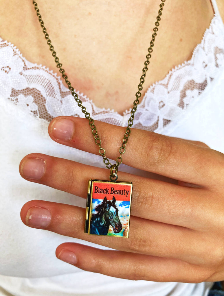 Book Locket Necklace - Black Beauty: Bronze