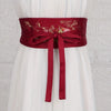 Embroidered Obi Belt: Ruby-Gold