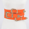 Western Buckles Wide Elastic Belt: Orange