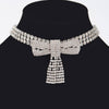 Rhinestone Bow Choker: Silver