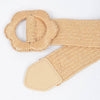 Faux Straw Elastic Belt: Khaki Daisy