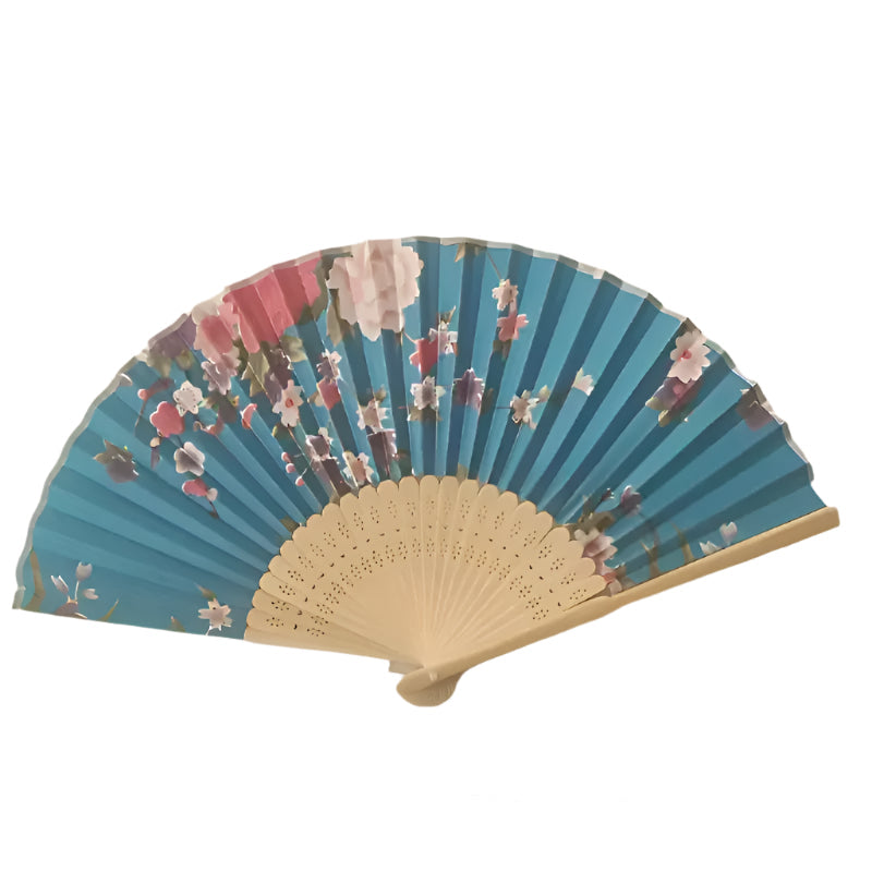 Peonie Rose Bamboo Base Fan9