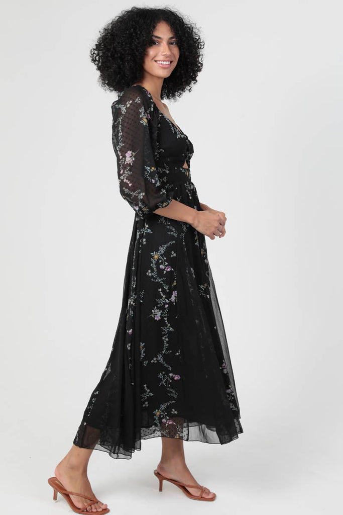 Santorini Sheer Godet maxi Dress