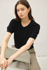 Pointelle Short Sleeve Cardi: Black