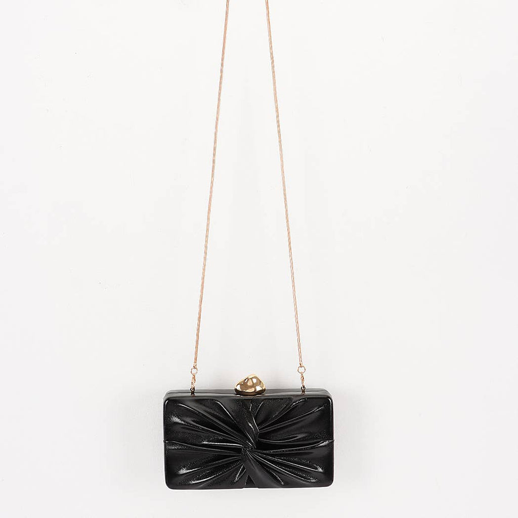 Twist Knot Hardcase Clutch: Silver