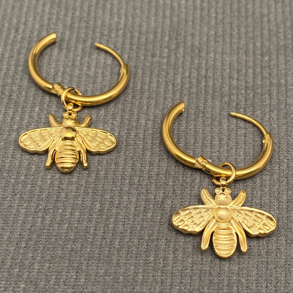 Bee 18K Gold Plated Huggie Earrings