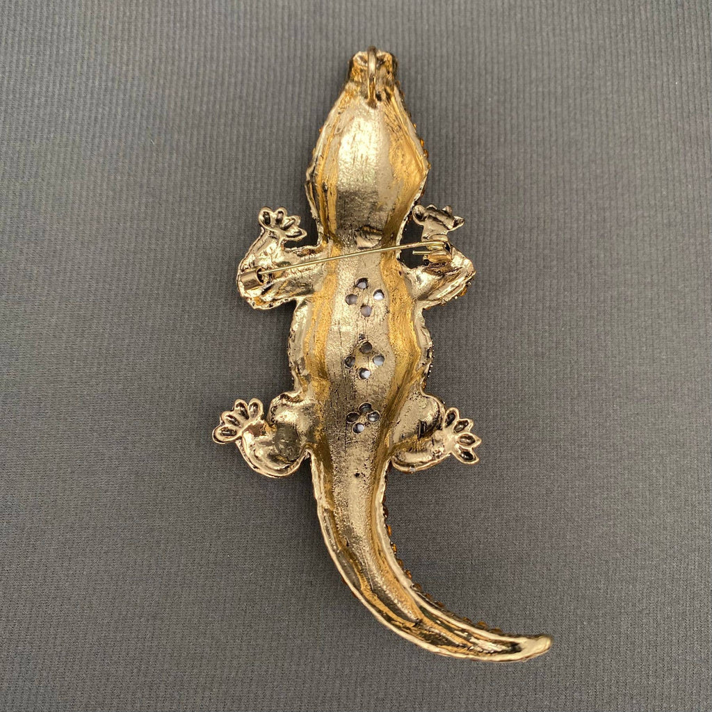 Large Crocodile Rhinestone Brooch