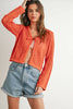 Cotton Crochet Tie-Front Cardigan: Orange