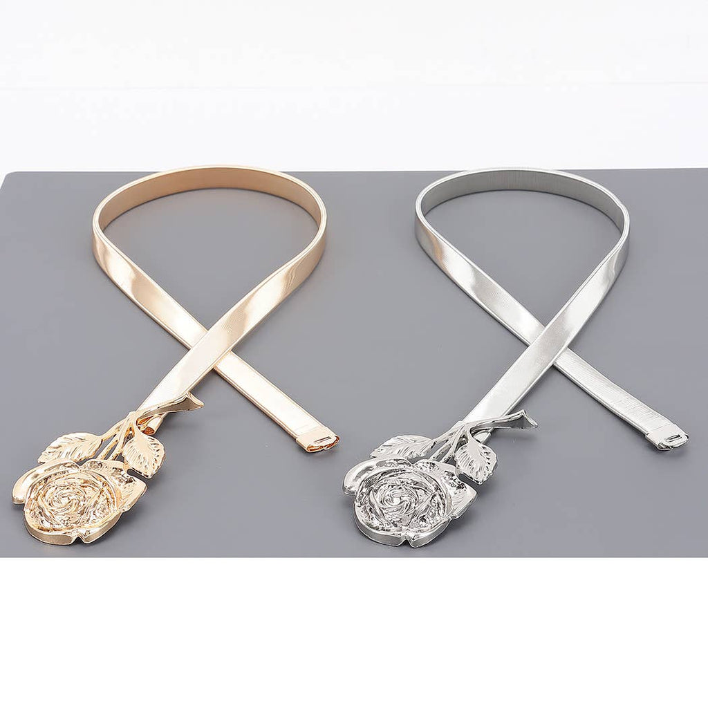Metal Rose Spring Belt: Gold