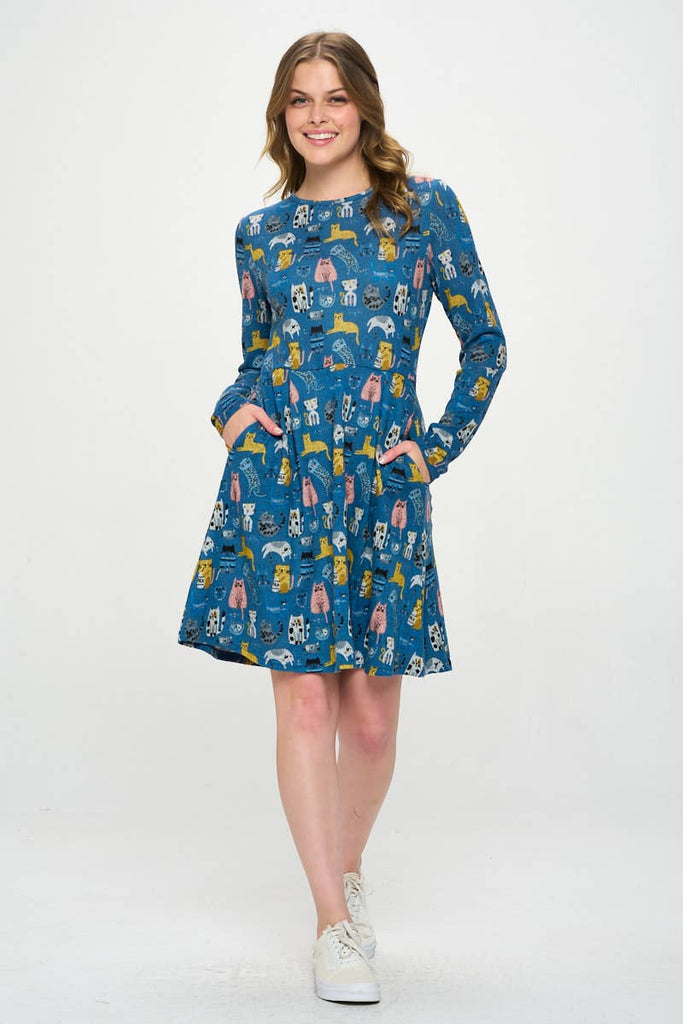 Colourful Kitties Tunic Sweater Dress